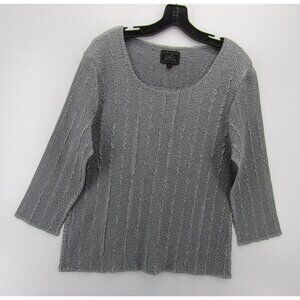 UBU Top Large Pullover Blouse Crinkles Art Scoop Neck Breathable